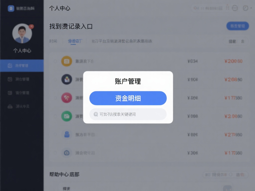 找到消费记录入口：在个人中心页面，滑动至“账户管理